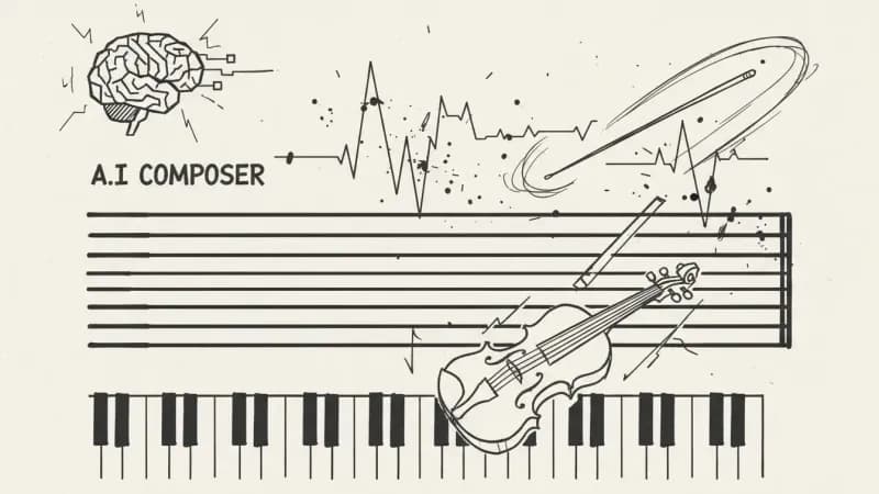 AIVA composition interface - hand-drawn musical notation