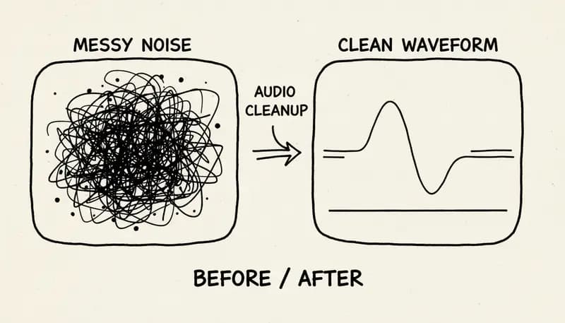 Audio cleanup before/after visualization