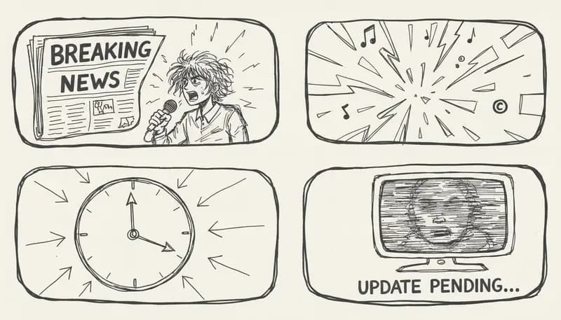 US Copyright Office building with digital AI music symbols overlay - news breaking scene - professional journalism photography style