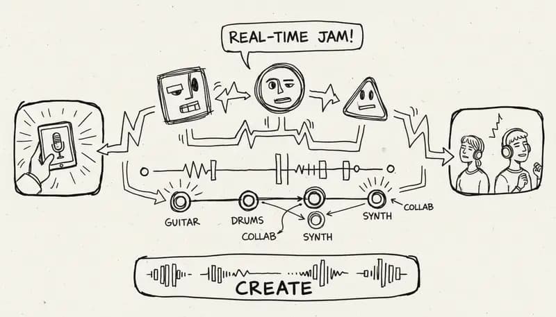 Real-time collaborative music session interface