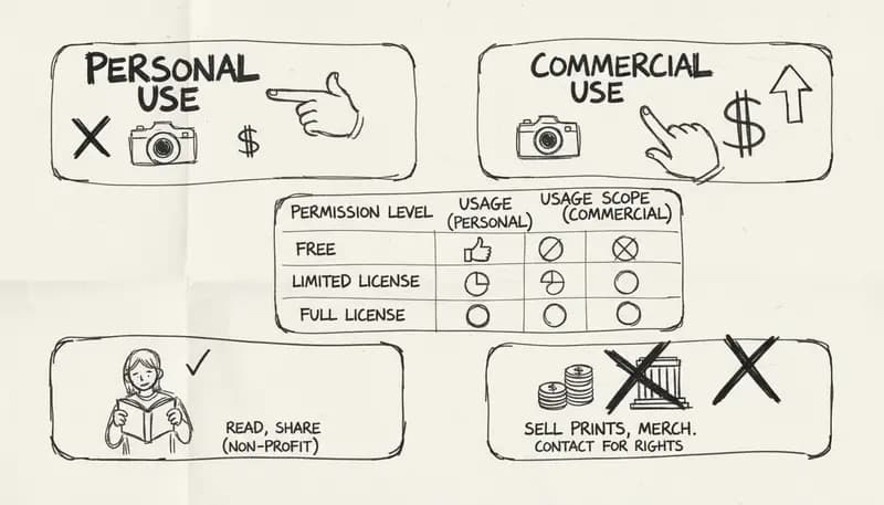 Commercial use rights comparison chart