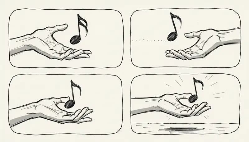 Diagram showing AI music generation process and copyright ownership flow - flowchart visualization with green checkmarks