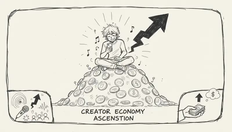 Independent artist success dashboard showing streaming revenue charts and growth metrics - data visualization with creator economy theme