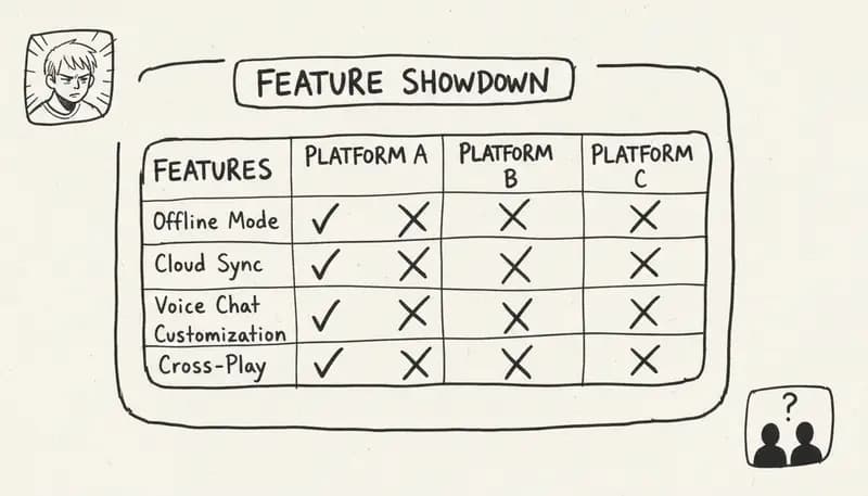 Cross-platform app feature comparison