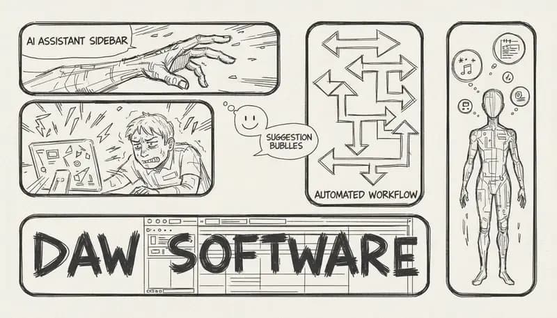 DAW integration screenshot showing AI assistant