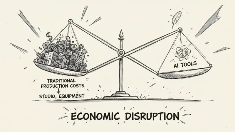 Economic scales shifting - traditional vs AI music production