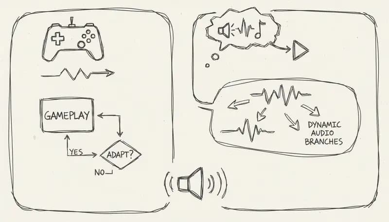 Dynamic game music adaptation flowchart