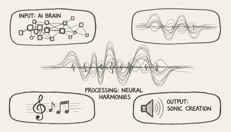 Neural network visualization generating music waveforms