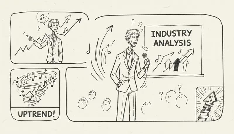 Business analysis dashboard with AI music industry trends charts and graphs - data visualization - modern analytics design