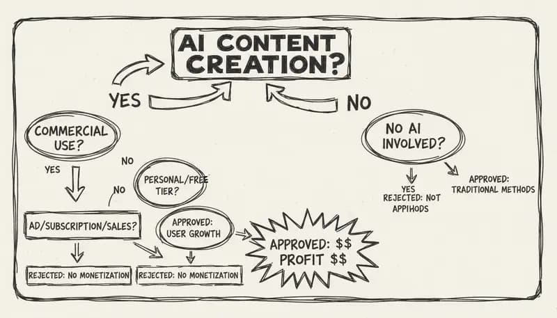 YouTube monetization decision flowchart for AI content