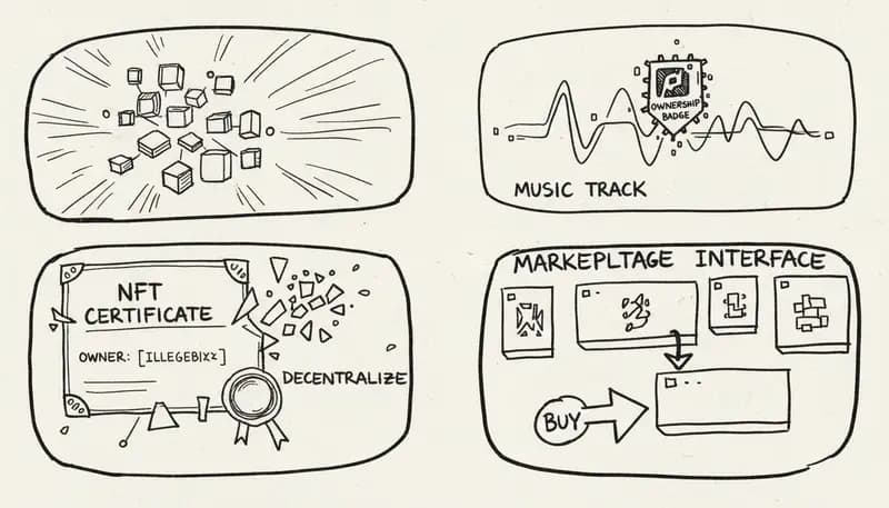 Blockchain music NFT marketplace interface