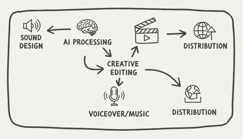 AI production workflow from sound design to distribution