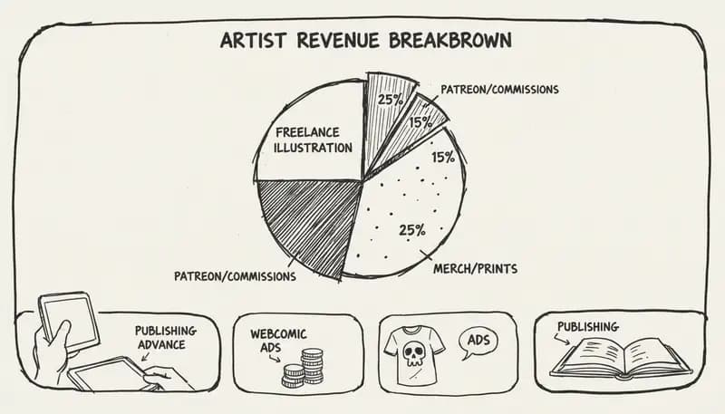 Artist revenue breakdown pie chart