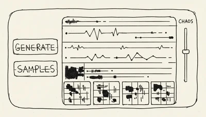 AI sample generation interface with waveform preview