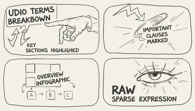 Udio terms breakdown visualization