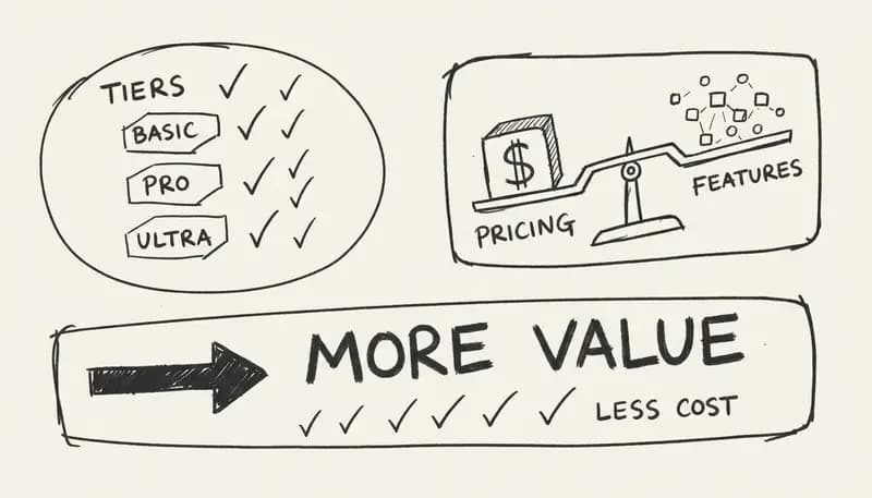 Pricing tier value comparison infographic