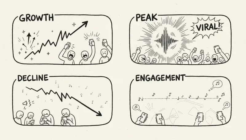 Viral song lifecycle curve