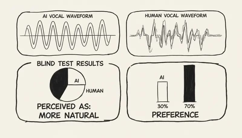 Vocal quality comparison: AI vs Human (blind test results)