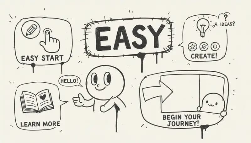 Friendly AI music interface designed for beginners - welcoming design