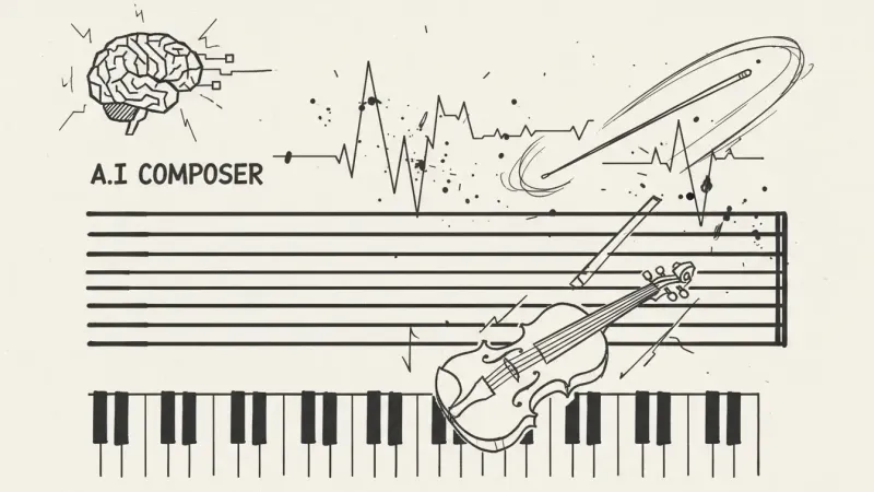 AIVA composition interface - hand-drawn musical notation