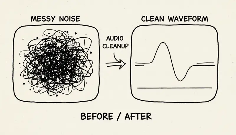 Audio cleanup before/after visualization