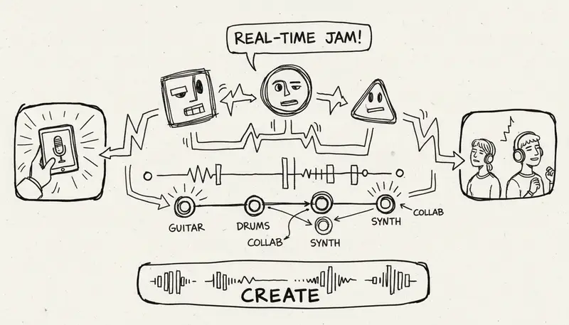 Real-time collaborative music session interface