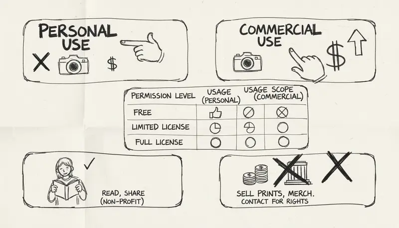 Commercial use rights comparison chart