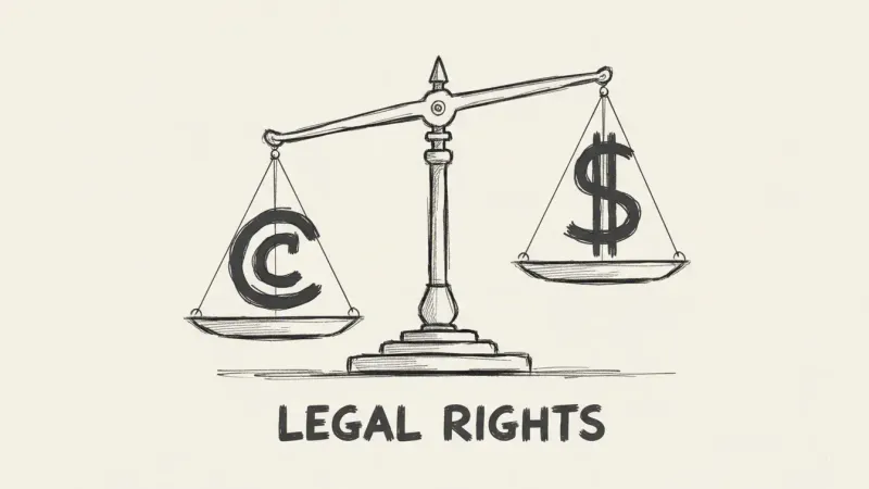 Copyright scales illustration - legal concept sketch