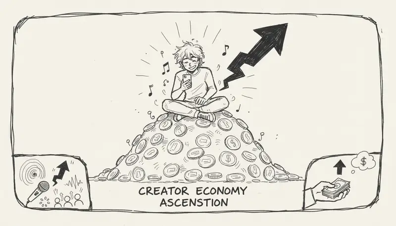 Independent artist success dashboard showing streaming revenue charts and growth metrics - data visualization with creator economy theme