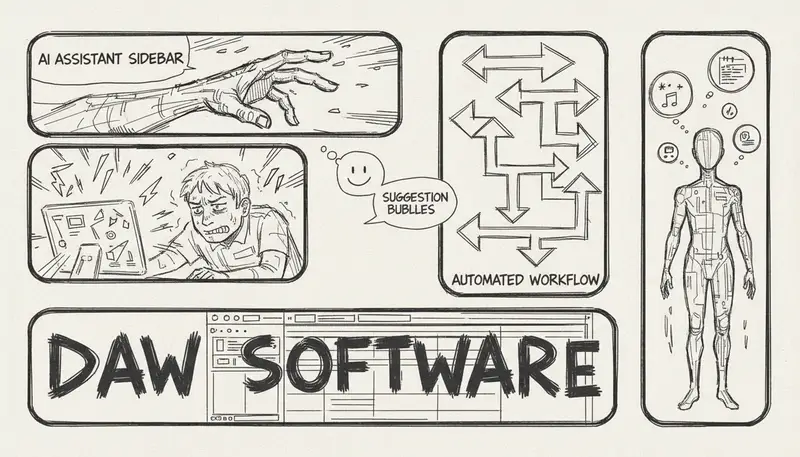 DAW integration screenshot showing AI assistant