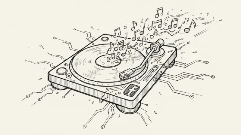 Facebook AI DJ concept - minimalist illustration