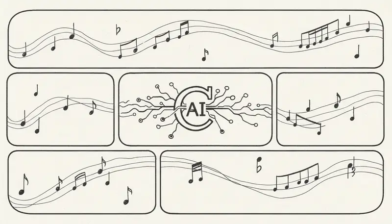 Copyright symbol with AI neural network visualization