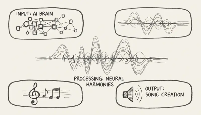 Neural network visualization generating music waveforms
