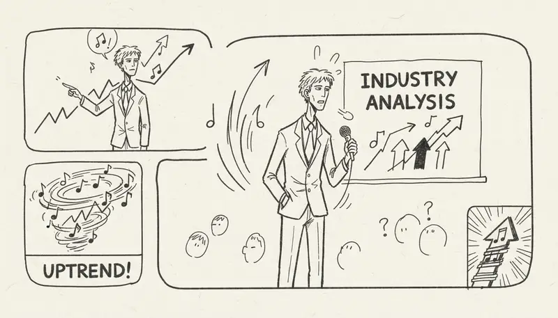 Business analysis dashboard with AI music industry trends charts and graphs - data visualization - modern analytics design