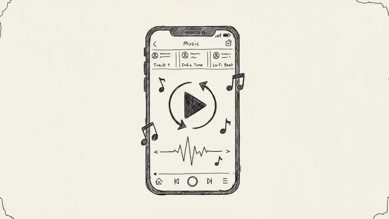 Instagram music features interface - hand-drawn sketch