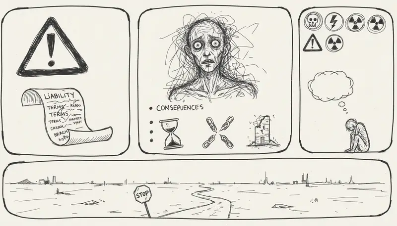 Warning icon with legal consequences text