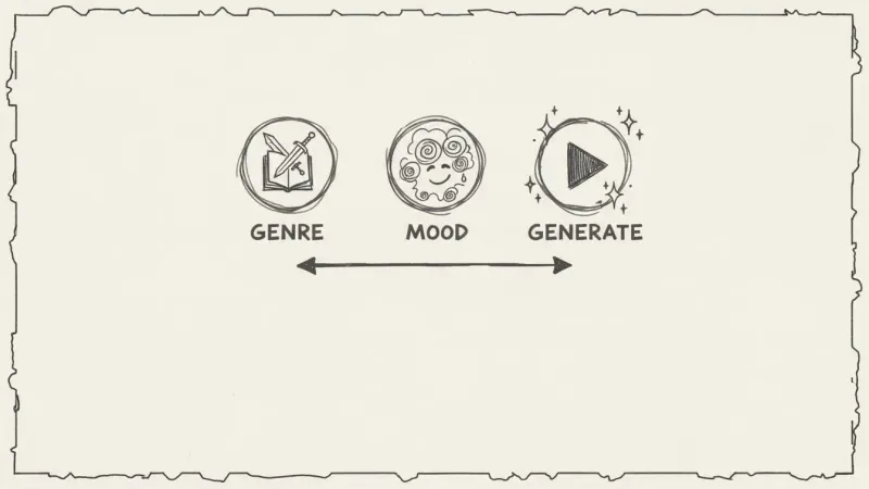 MusicMake.ai simple interface - beginner-friendly design sketch