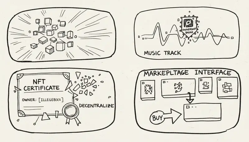 Blockchain music NFT marketplace interface