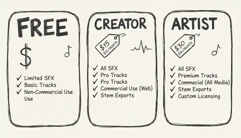 Soundraw pricing plans comparison chart