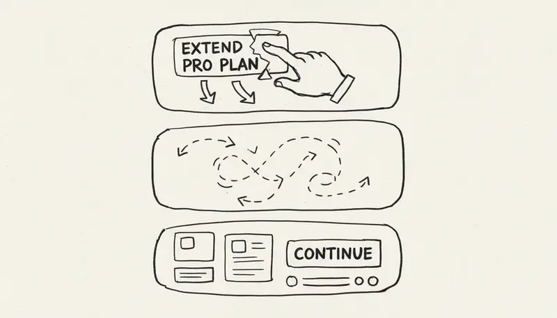 Suno AI Pro plan extension interface showing the extend button and options - dark mode UI screenshot style