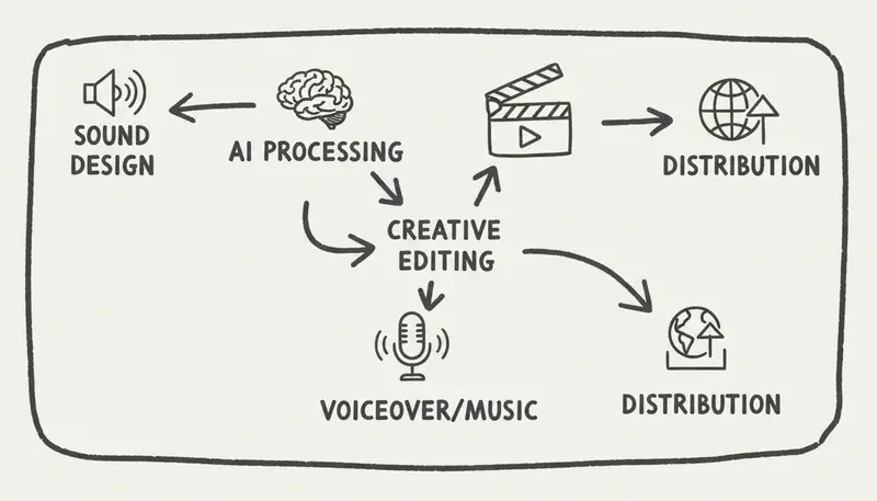 AI production workflow from sound design to distribution