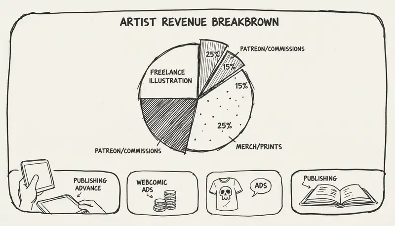 Artist revenue breakdown pie chart