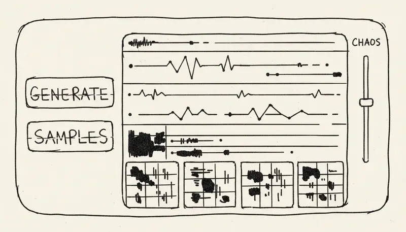 AI sample generation interface with waveform preview