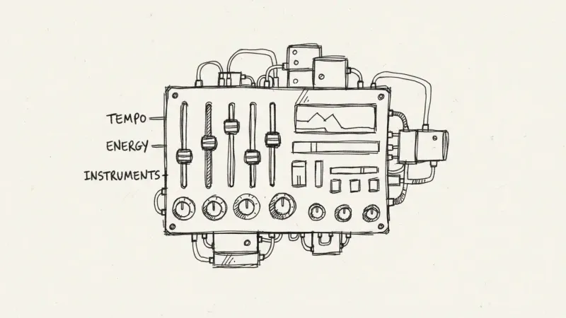 Soundraw customization panel - detailed control sketch