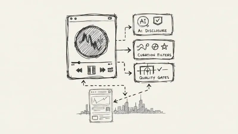 Streaming platforms adapting to AI content - interface sketch