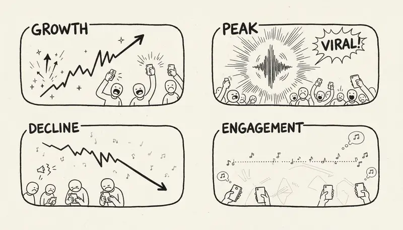 Viral song lifecycle curve