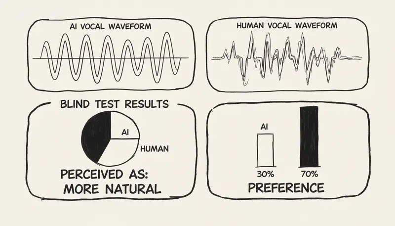 Vocal quality comparison: AI vs Human (blind test results)