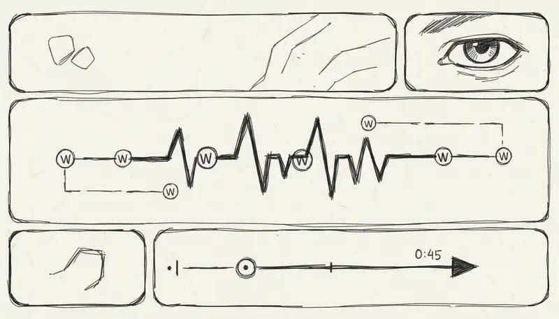 Audio waveform showing watermark placement intervals