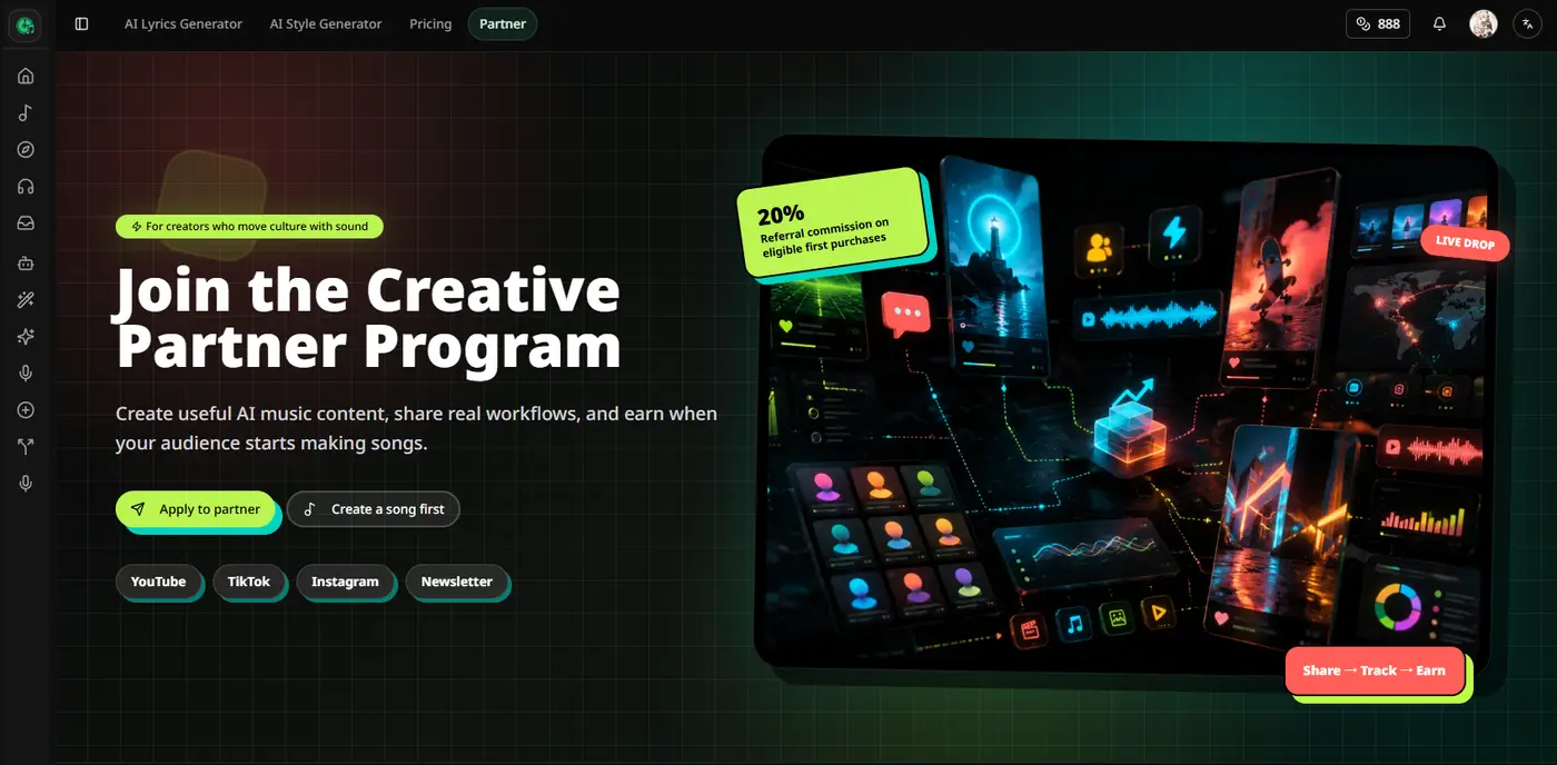 Creative Partner Program landing page