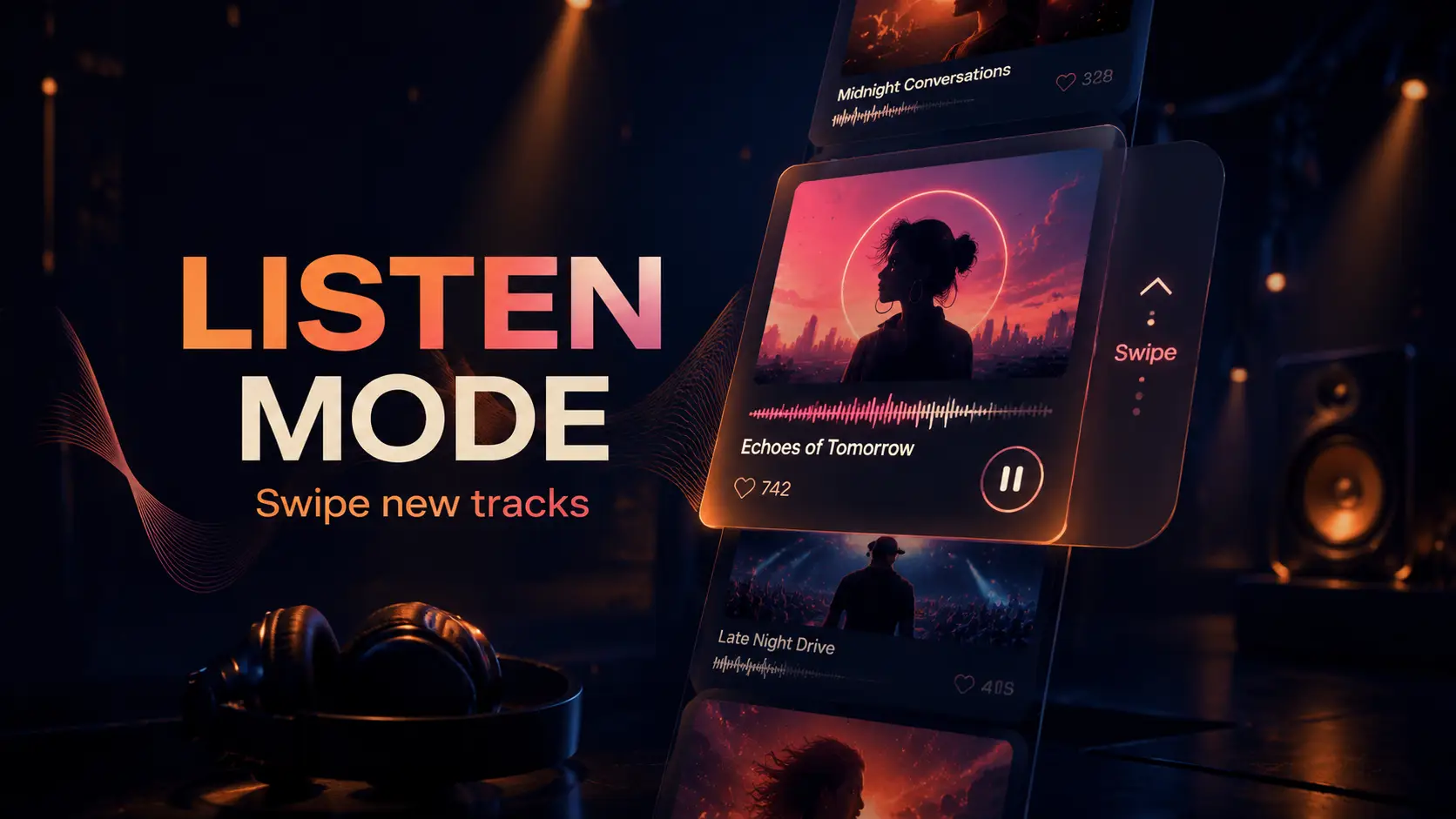 Community songs in an immersive music player feed